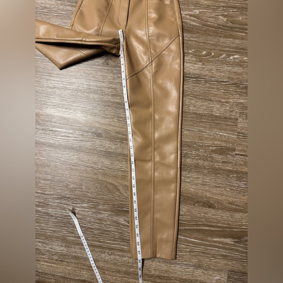 Aritzia Wilfred Rebel High Waisted Vegan Leather Pants Size 00 Sandy Beige - Picture 9 of 9